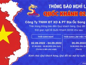 THÔNG BÁO NGHỈ LỄ 2/9